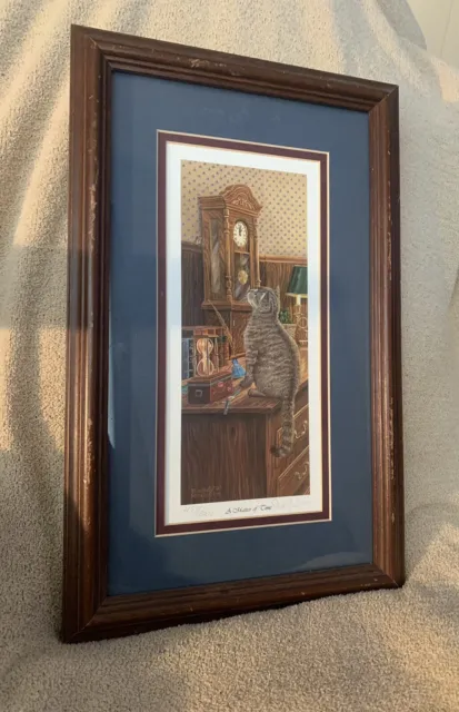 vintage cat picture frame Signed