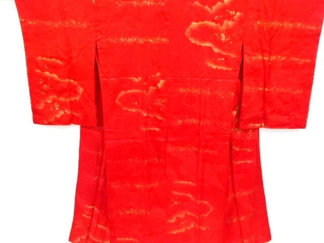 36615# Japanese Kimono / Antique Hitoe Juban / Woven Pine With Cranes