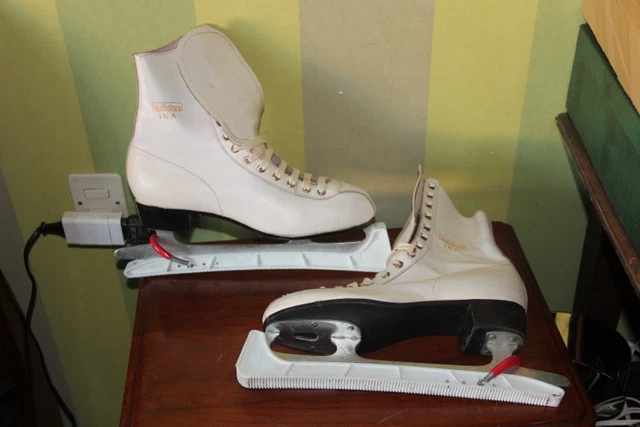 Ancienne Paire De Patins à Glace Vintage - Bois, Acier, Cuir - Pays-Bas, Années 30 - FA.J.NIJDAM