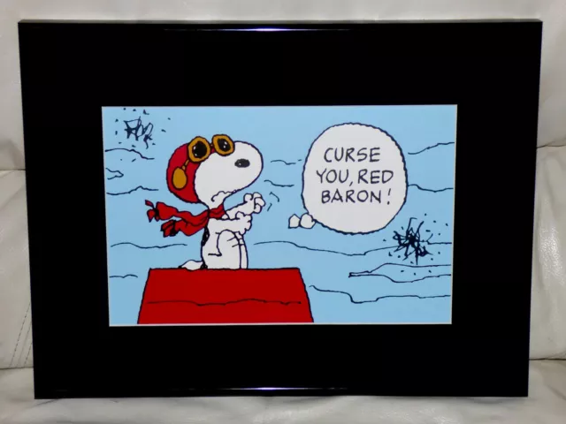 Peanuts Snoopy Wwi Flying Ace Red Bar Framed Vintage Poster Print Charles Schulz
