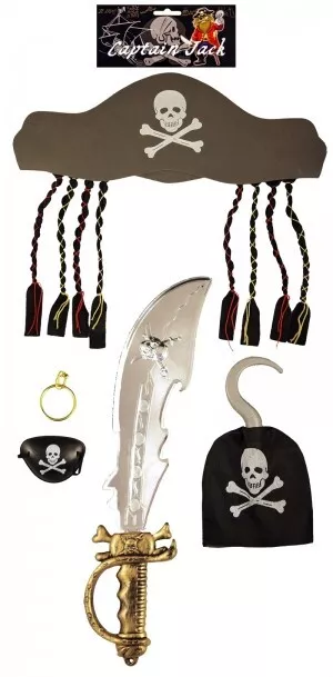 Boys Kids Captain Jack PIRATE SET Fancy Dress Accessory Childs Book Week Costume