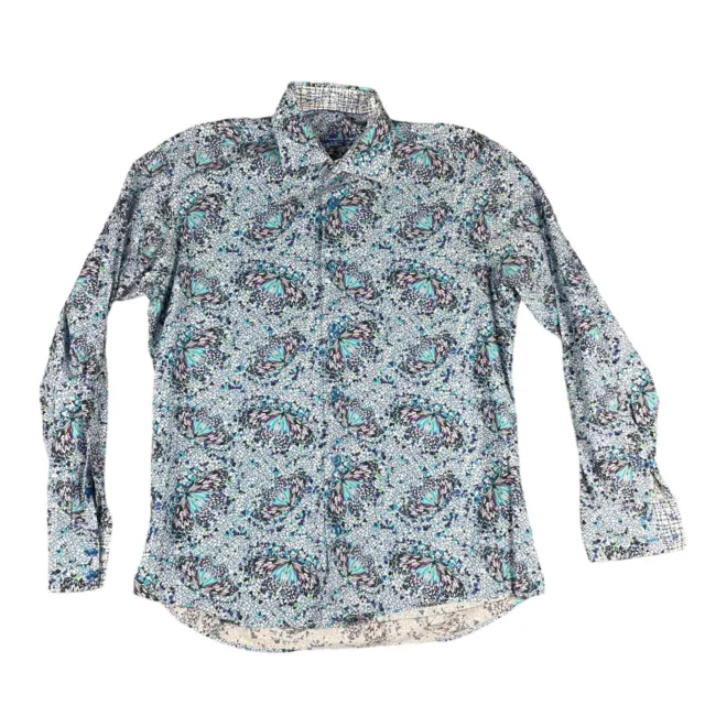 Bertigo Shirt Mens Large EU 4 Casual Long Sleeve Diamond Butterflies Button Up