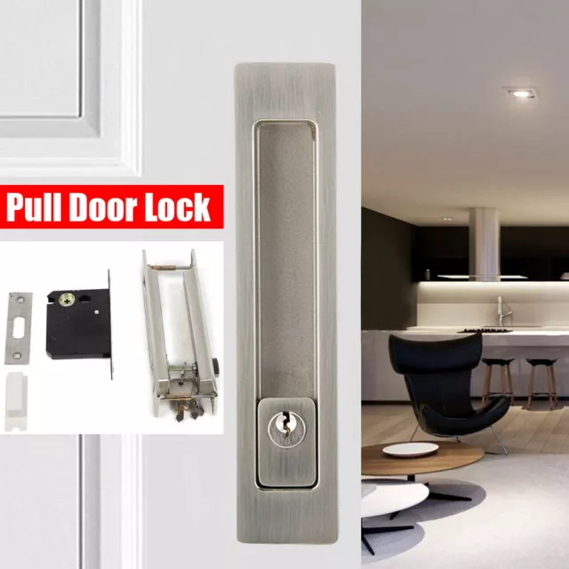 NEW Sliding Pocket Door Bathroom Privacy Lock Pull Handles Set Hardware Recessed