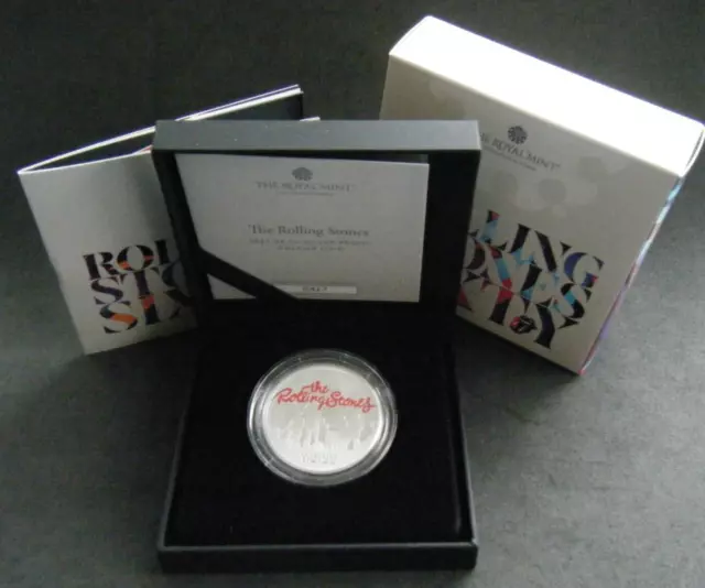 2022 THE ROLLING STONES 1oz £2 TWO POUND SILVER PROOF COIN - BOX & COA