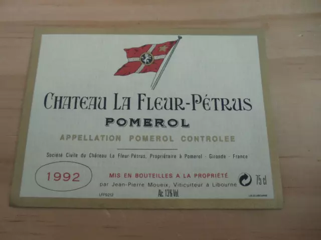 étiquette de vin château la fleur pétrus 1992