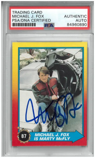 Michael J Fox Signed Autograph Slabbed 1989 Topps Back To The Future 2 Card Psa