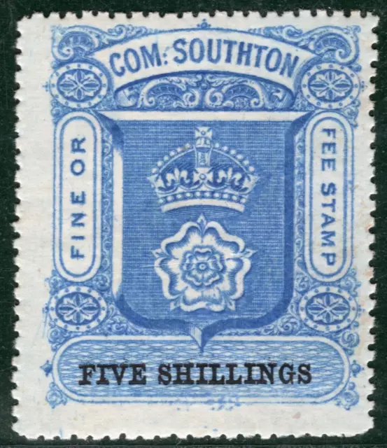 GB HANTS QV Revenue Stamp 5s *COM:SOUTHTON FINE OR FEE* Southampton Mint GWHITE4