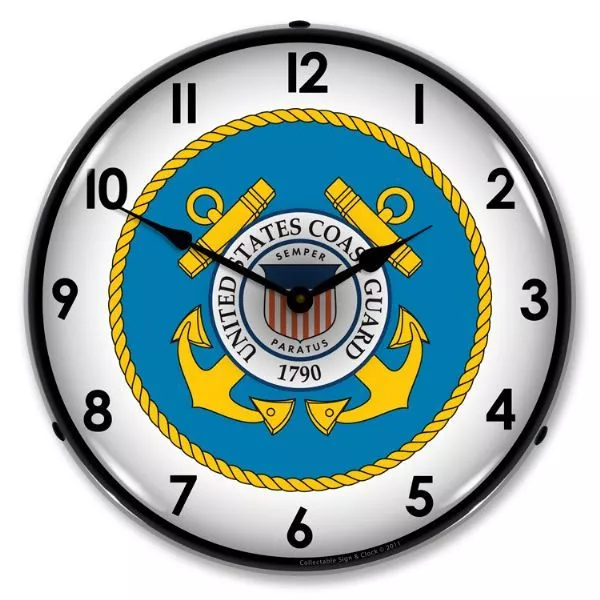 New  Us Coast Guard   Led  Lighted Retro Clock - Free Shipping*