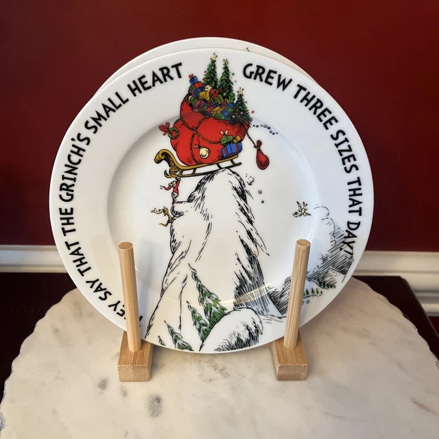 THE GRINCH Christmas Xmas Holiday 8" Salad Dessert Plate Zrike Dr Seuss-Set of 2