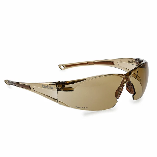 Bolle Rush Safety Glasses Brown Frame with Twilight Anti-Fog Lens ANSI Z87.1+
