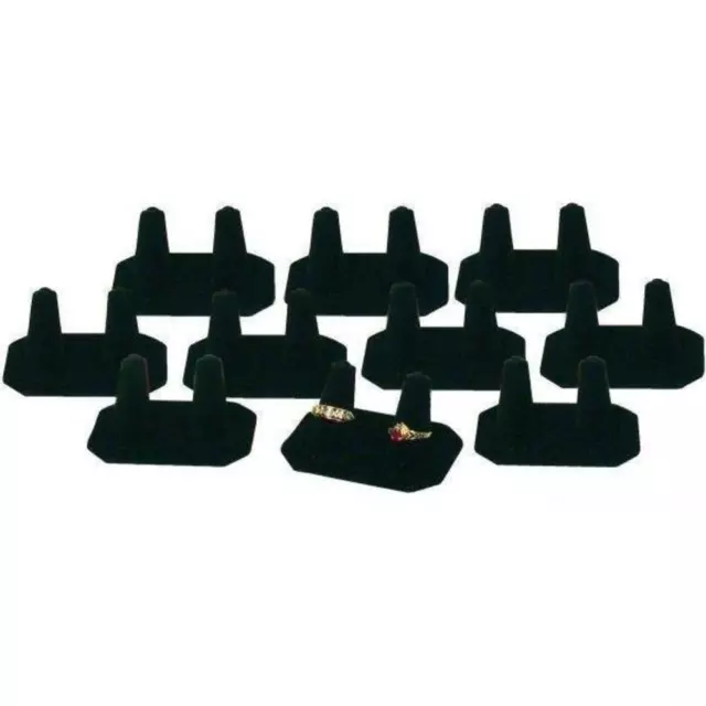 10 Black Velvet Double Finger Ring Display