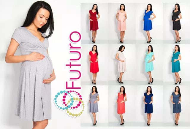 Sensible Womens Maternity Dress  Short Sleeve V-Neck Pregnancy Sizes 8-18 8416