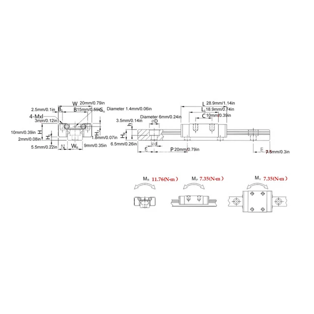 (400MM)LINEAR MOTION GUIDE Light Bearing Steel Linear Rail High