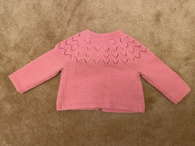 BNWT Baby Boden Girls Pink Stitch Detail Cardigan - Age 0-3 Months