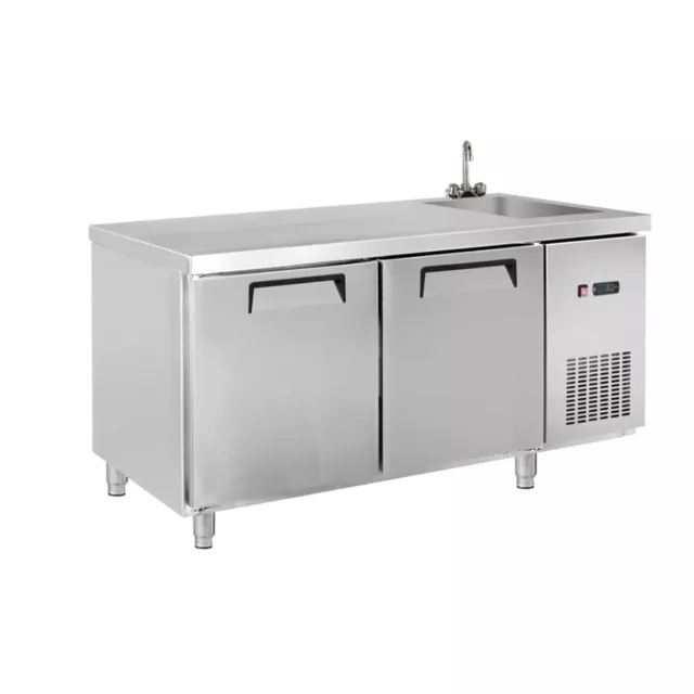 Two Door Stainless Steel Workbench Fridge with Sink LDWB180CS