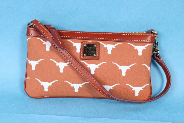 Dooney & Bourke Texas Longhorns Leather Wristlet Handbag Purse