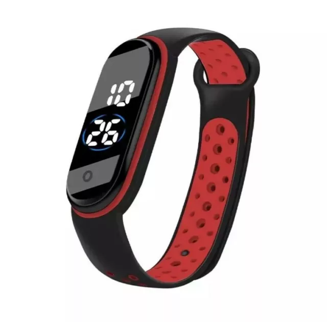 Digital Watch Sports With LED Light Unisex Mens Womens Boys Girls RED