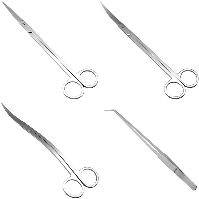 Aquarium Plant Tools Scissors and Tweezers Planted Fish Tank Maintenance Curved