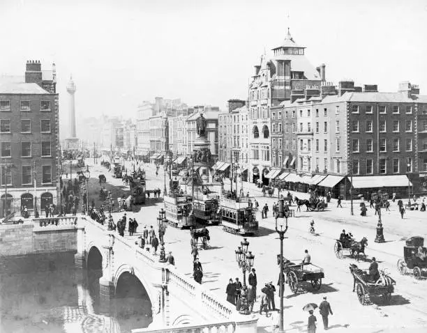 Circa 1900 Oconnell Street And Oconnell Bridge Dublin 2 Ireland Old Photo