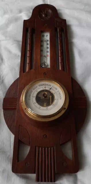 Altes Barometer, Thermometer, R/C, Wetterglas, Jugendstil, Art Dèco, Holz, Erbe