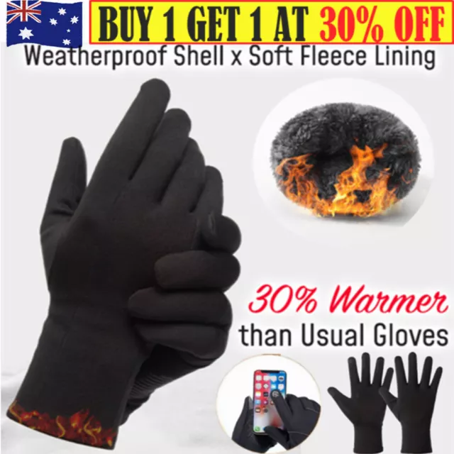 Mens Winter Warm Windproof Waterproof Fleece Lined Thermal Touch Screen Gloves