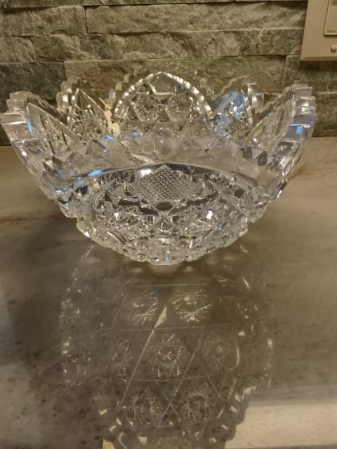 American Brilliant Oval Cut Glass Bowl 3