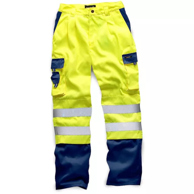 Mens Hi Vis Viz Plain & 2 Tone Polycotton Safety Work Trousers EN471 CLASS 1