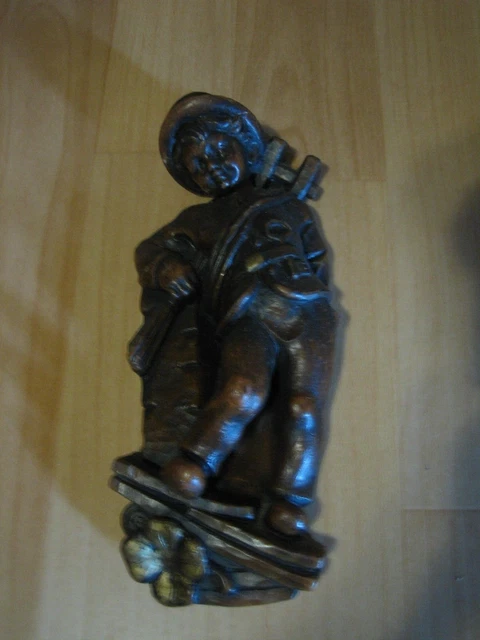 Wachsfigur, Figur aus Wachs: Schornsteinfeger mit Glücksklee,ca.28X12X5 cm,braun