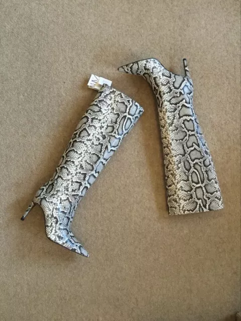 ZARA ANIMAL SNAKESKIN Print Leather High Heel Knee High Boots UK6 EU39 US8 655 89.95 PicClick UK