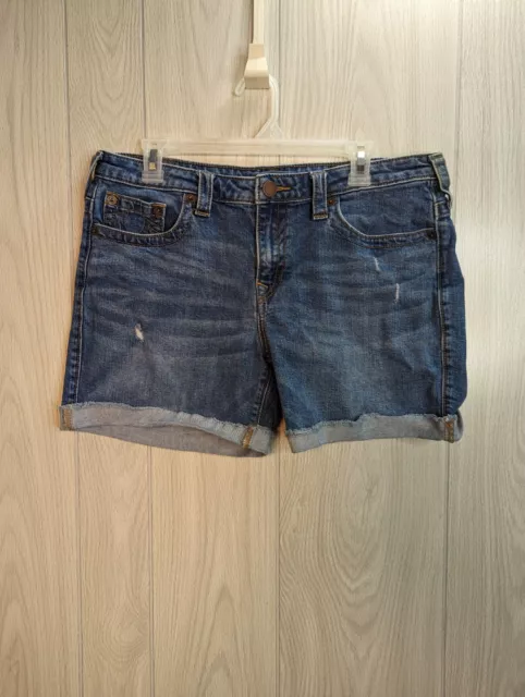True Religion Jayde Jean Shorts Size 32 Mid Rise Classic Blue Short