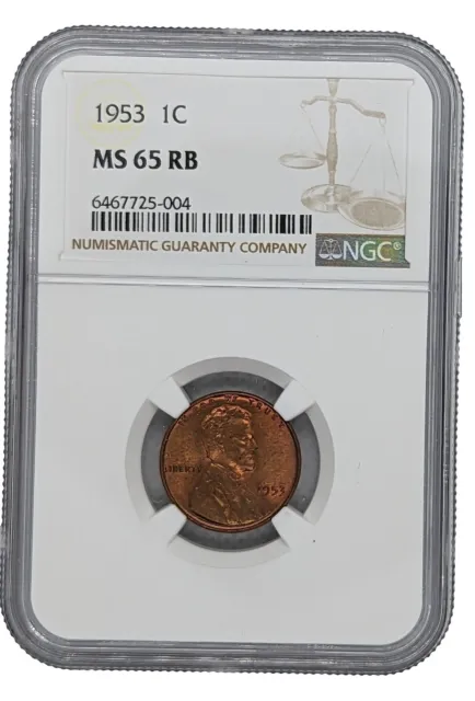 1953 1c Lincoln Wheat Cent NGC MS-65 # 6467725-004