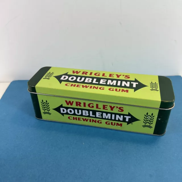 Wrigley's Doublemint Green Hinged Tin Chewing Gum Metal Storage Tin Box