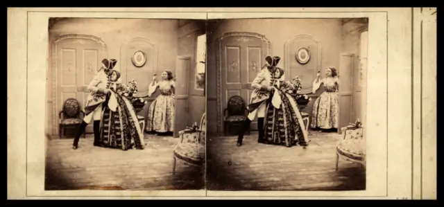 Amoureux surpris, ca.1870, stéréo Tirage vintage stéréo, tirage d&#039;épo