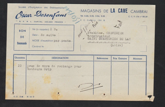Facture Publicitaire Ancienne - Bazar Quincaillerie Tournan-en-Brie - Cirage Vildo