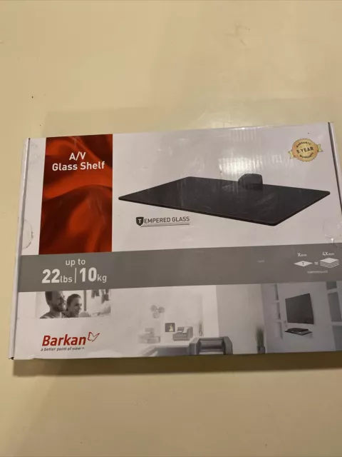 Barkan Universal A/V Glass Shelf 22lbs Holds NEw