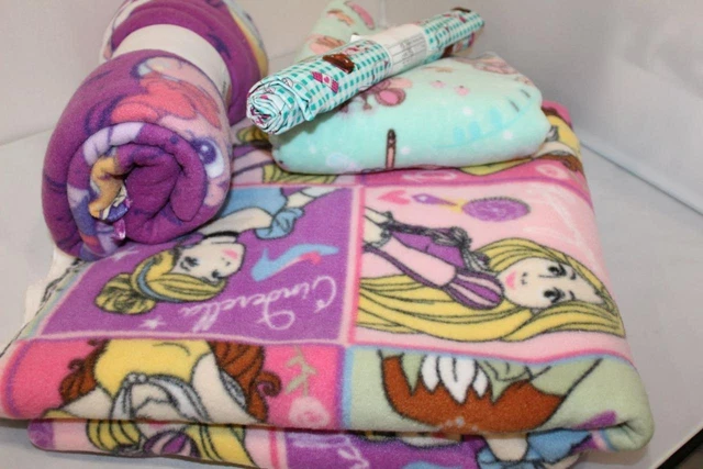 New 4pc DISNEY PRINCESS / FAIRY / MLP / MCSTUFF Plush FLEECE FABRIC REMNANTS Lot