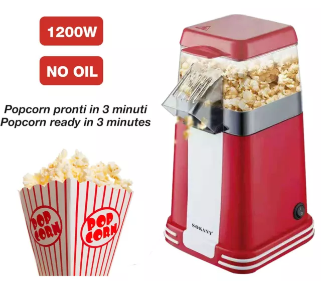 Macchina Pop Corn Elettrica Aria Calda 1200w Senza Olio Bambini Compleanno SK290 3