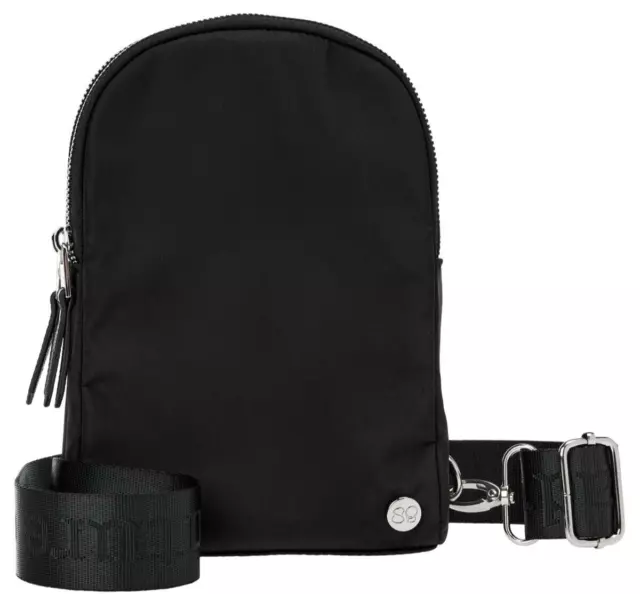Samantha Brown To Go Travel Double Compartment Sling Bag Chunky Zipper Black NWT
