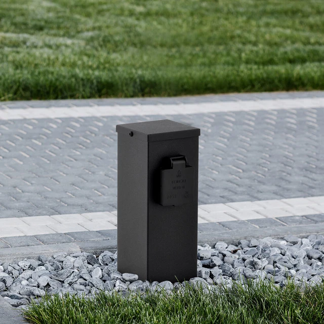 Colonne de Prise Externe Gartensteckdosen Distributeur Inox Noir IP44
