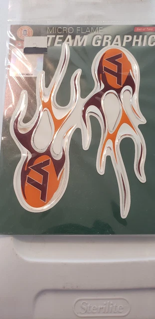 VIRGINIA TECH HOKIES Decal 5x2 Micro Flames Graphics 2 Pack