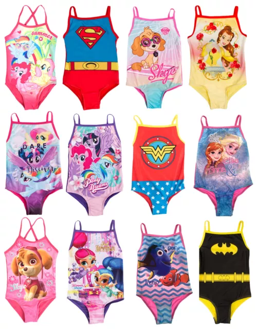 Girls Disney Character Swimming Costume Swim Suit Beach Summer Swimwear Size