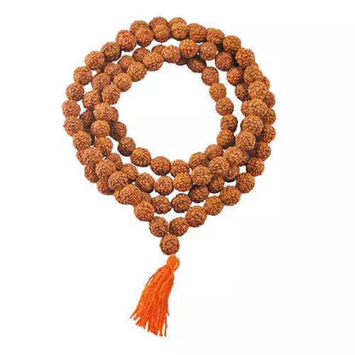 Rudraksha Mala Holy Hindu 108 + 1 Perlen Rosenkranz Mala 9 mm Größe Halskette