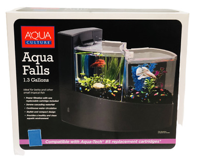 AquaCulture Aqua Falls Betta Kit 1.3 Gallon Double Betta Tank With Filter