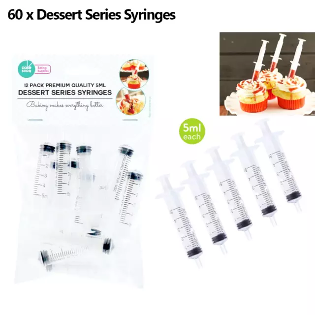 60 x Dessert Shot Syringes 5ML Syring Jelly Cake Cocktail Birthday Party Shooter
