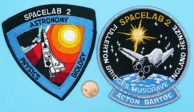 NASA PATCH Pair vtg STS-51F Space Shuttle CHALLENGER Spacelab 2 Acton Bartoe 4"
