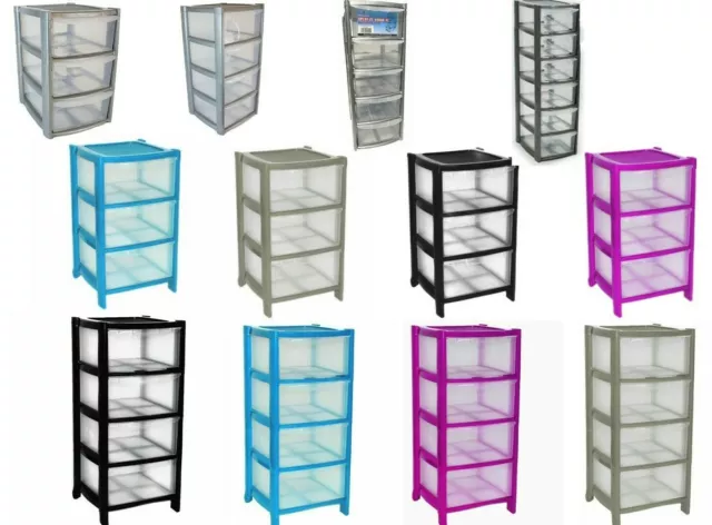 3 Drawer Mini Tower Plastic Storage Drawers, MINI/SMALL