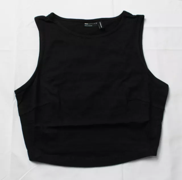 ASOS Women's Hourglass High Neck Super Crop Tank Top JJ4 Black Size US:4