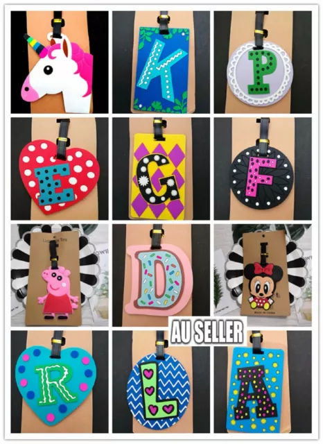 Boy/Girl's Cartoon Alphabet Travel School Bag Tag Name Luggage ID Suitcase Label