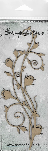 Chipboard de corte láser Scrapaholics 1,8 mm de espesor florido, 7,5""X2,75"" -S53221