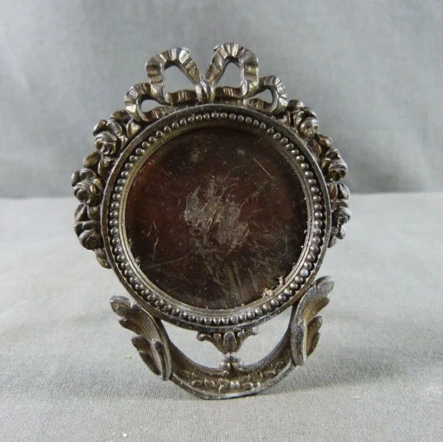 Antique French Bronze photo frame with ribbon decoration 19th c. Napoleon III